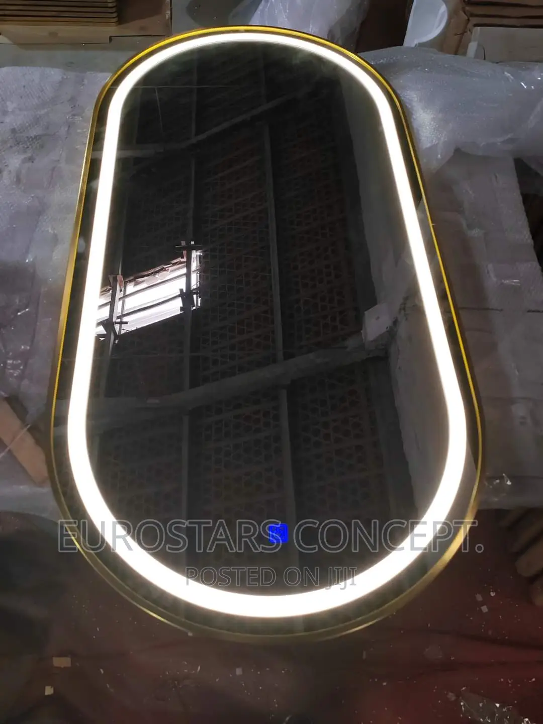 Gold Frame Oval LED Lights Mirror
