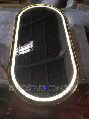 Gold Frame Oval LED Lights Mirror