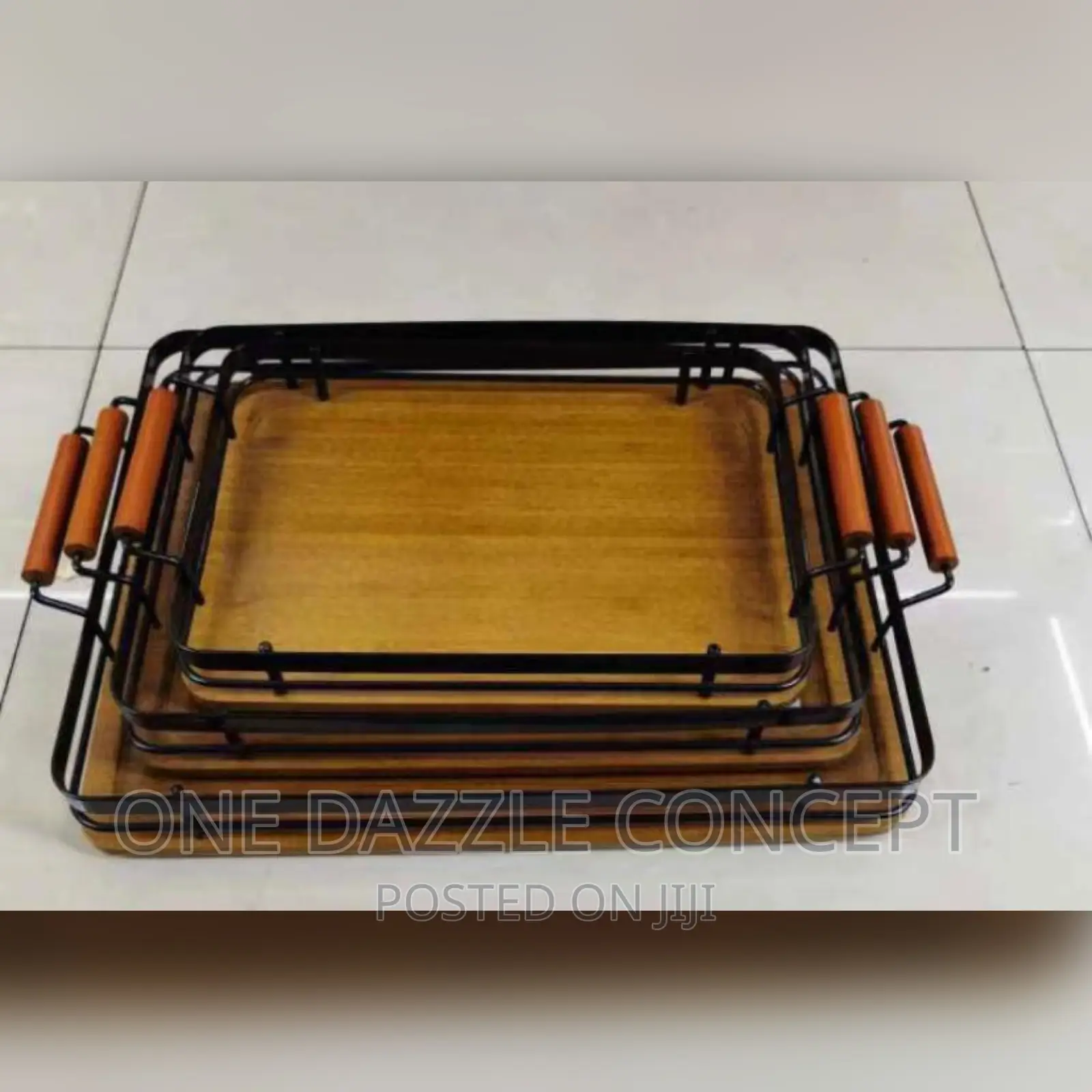 3 Pcs Tray With Iron Handle