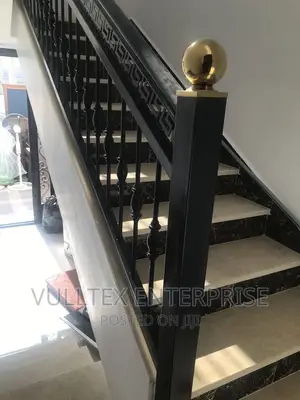 Black/Gold Staircase Railing.