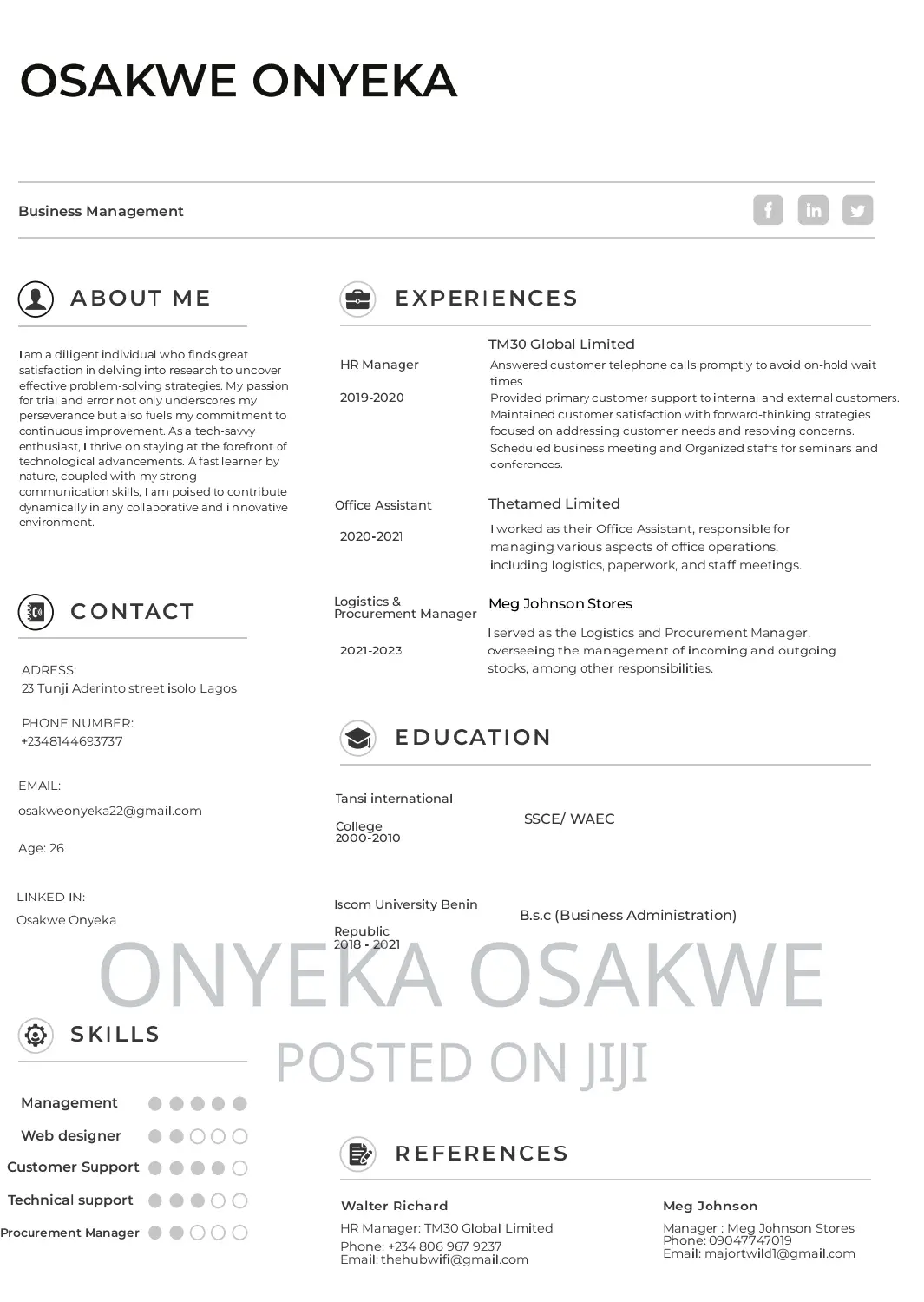 Customer Service/Management/It/Pa/Product Management