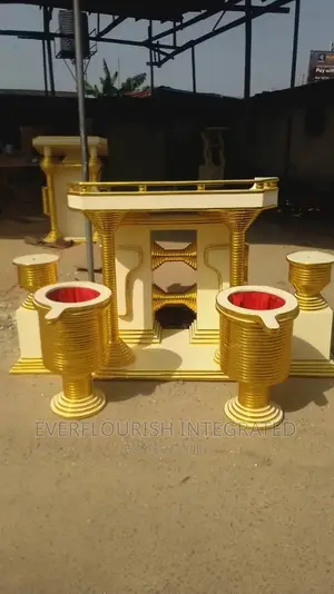 Pulpit , 2 Offering Drums and 2 Flower Vases