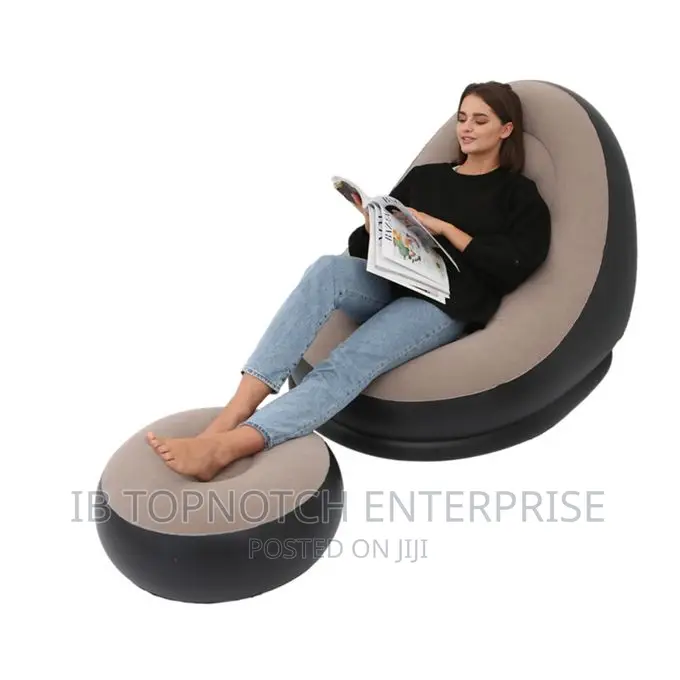Lazy Couch Bag Chair With Footstool Inflatable Leisure Sofa