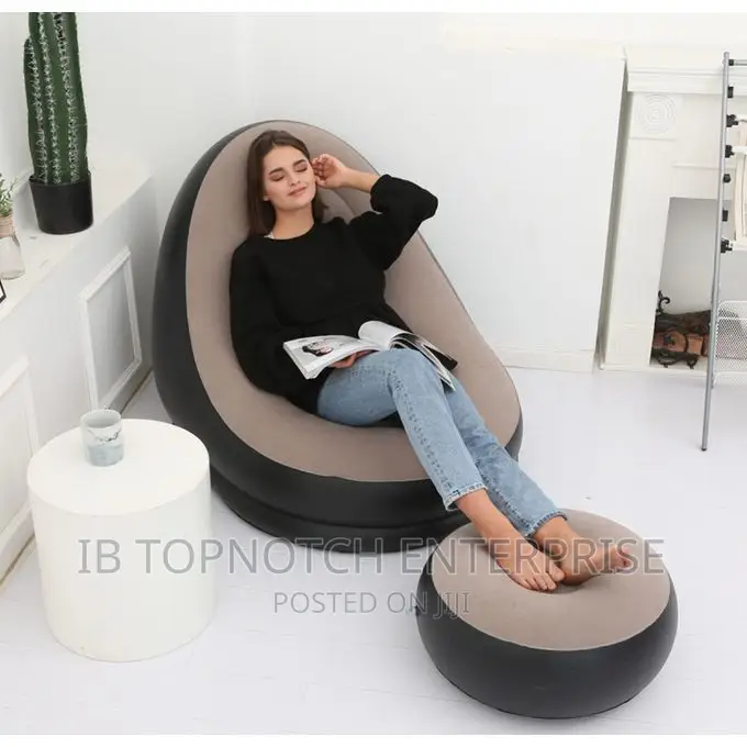 Lazy Couch Bag Chair With Footstool Inflatable Leisure Sofa