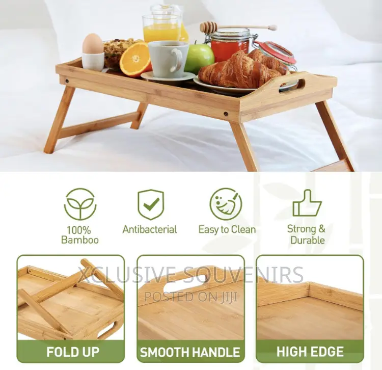 Foldable Bamboo Tray for Breakfast in Bed,Reading Working