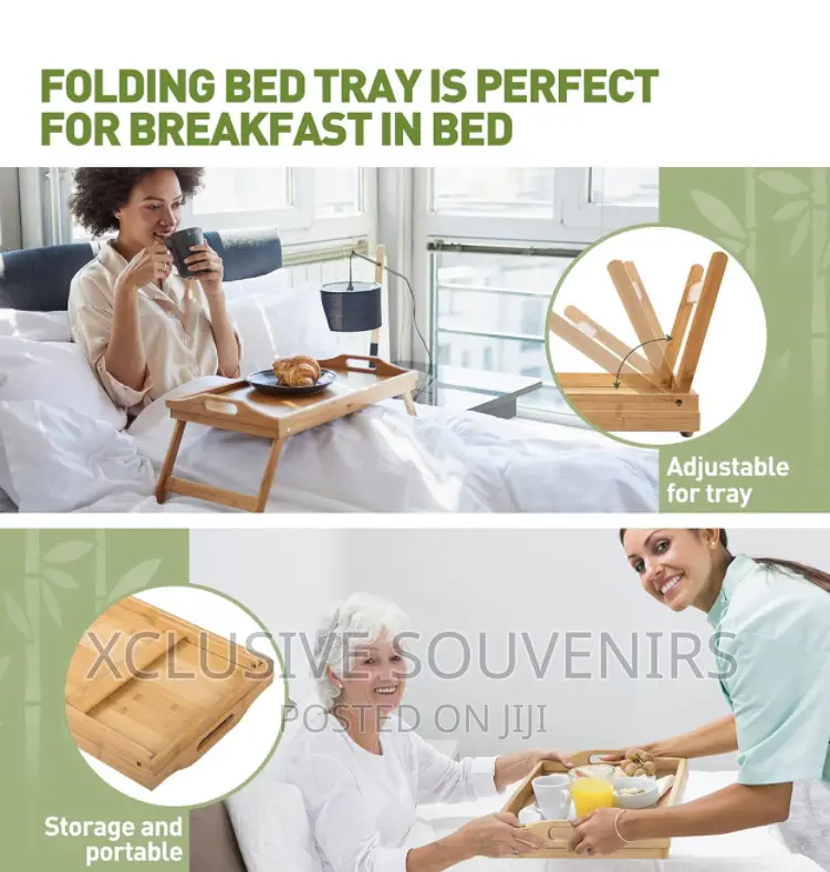 Foldable Bamboo Tray for Breakfast in Bed,Reading Working