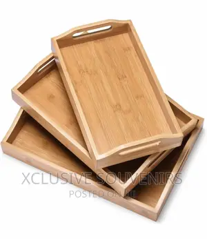 Bamboo Wooden Trays for Home, Restaurant Set of 3