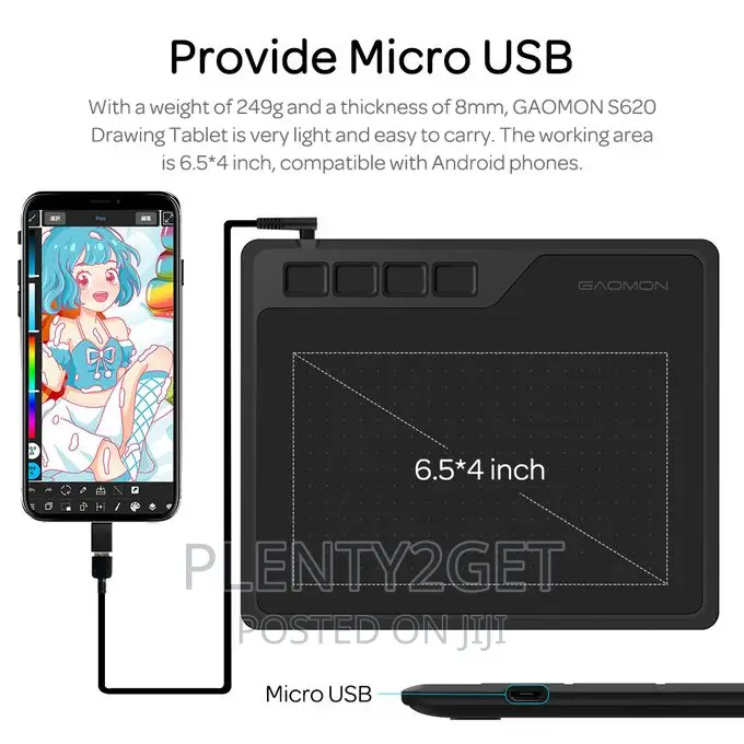 Gaomon S620 6.5 X 4 Graphics Drawing Tablets With 4 Keys