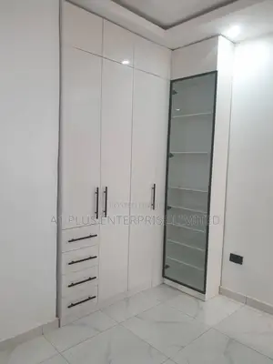 Modern White L-Shape Wardrobe With Glass