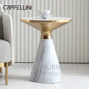 New Modern Marble Top Centre Table With 2 Side Stools