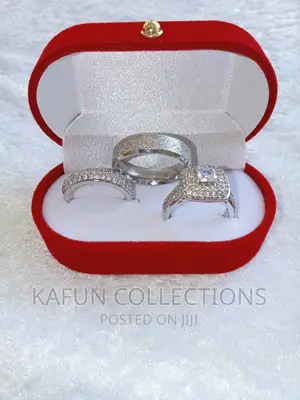 Solid Zirconia and Titanium Steel Wedding Ring Set