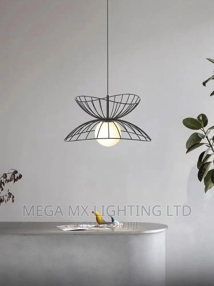 Modern LED Pendant Light Minimal Straw Hat Chandelier 40cm
