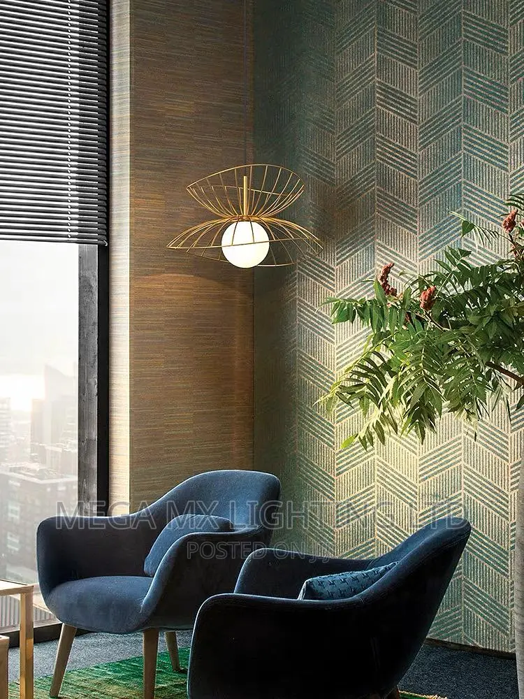 Modern LED Pendant Light Minimal Straw Hat Chandelier 40cm