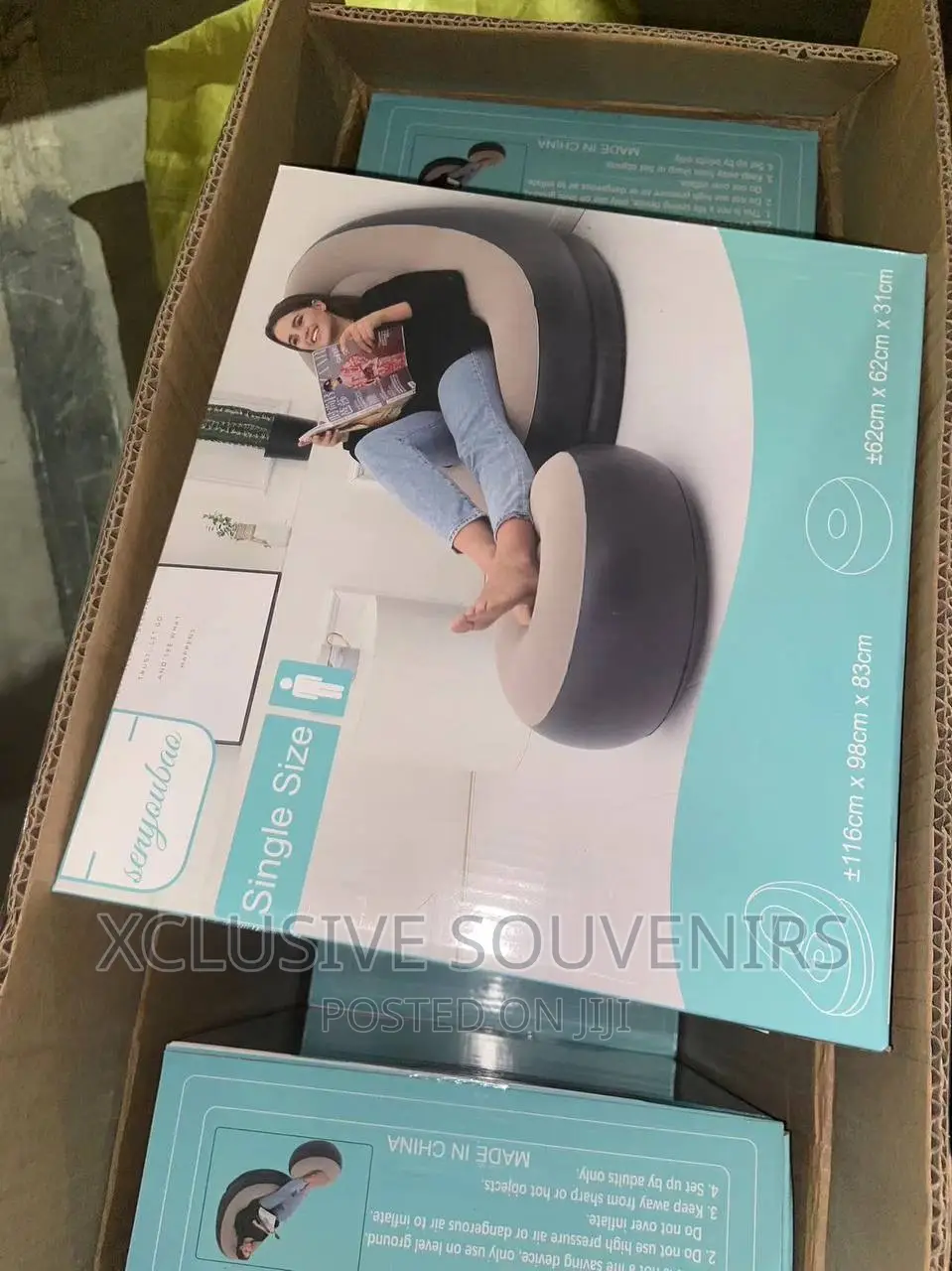 Inflatable Sofa Chair With Foot Stool and Air Plump