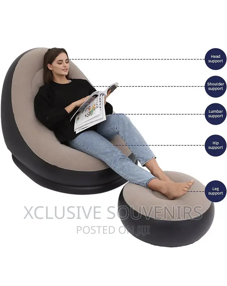 Inflatable Sofa Chair With Foot Stool and Air Plump