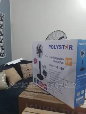 New in 16' Inch Polystar Rechargeable Fan