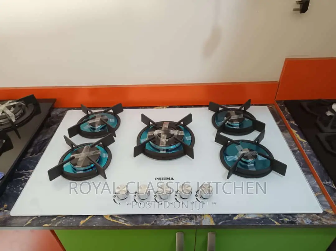 5 Burner Glass White