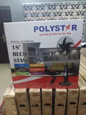 Brand -New Polystar Rechargeable Fan+ Remote Control