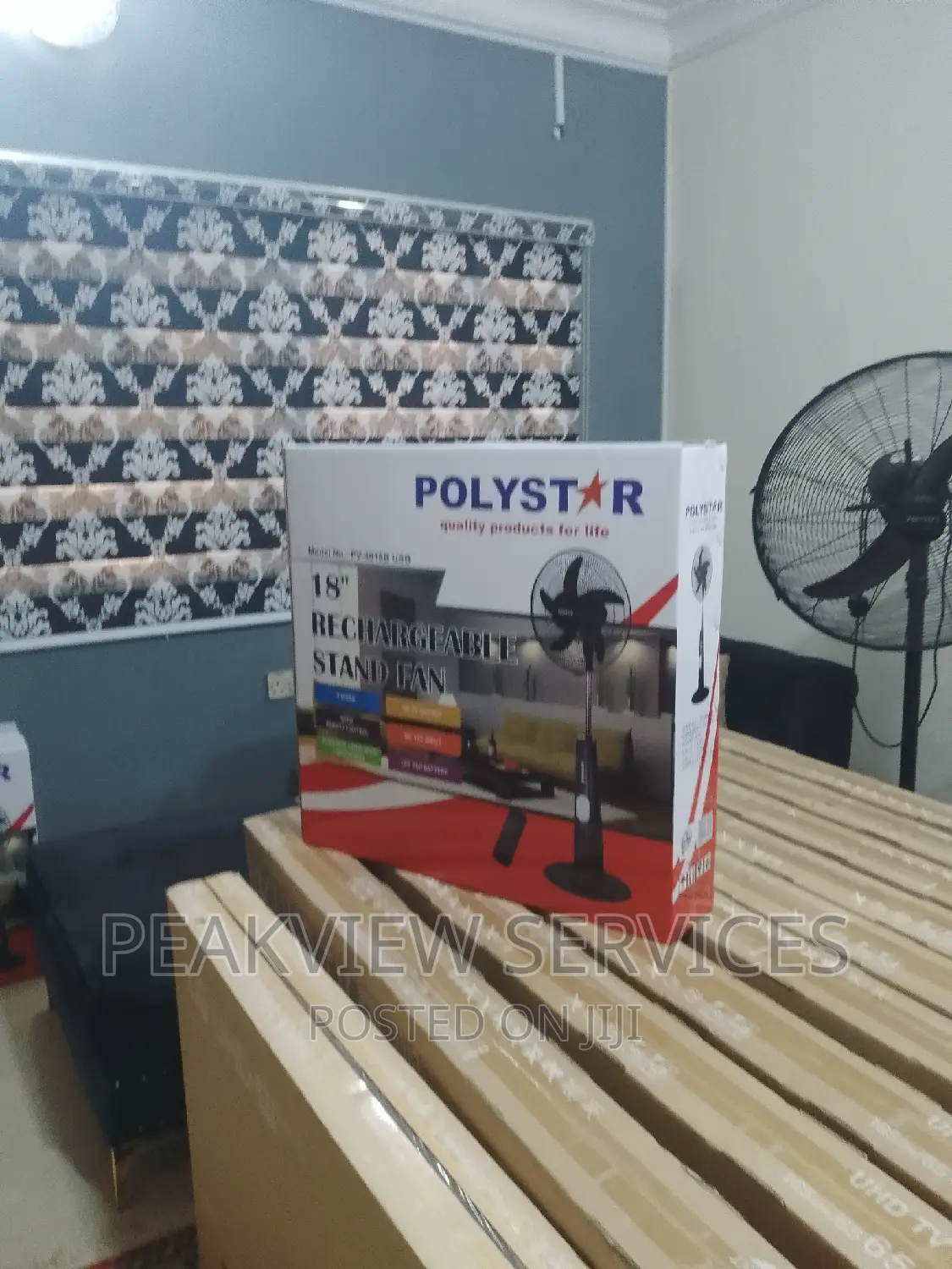 Brand -New Polystar Rechargeable Fan+ Remote Control