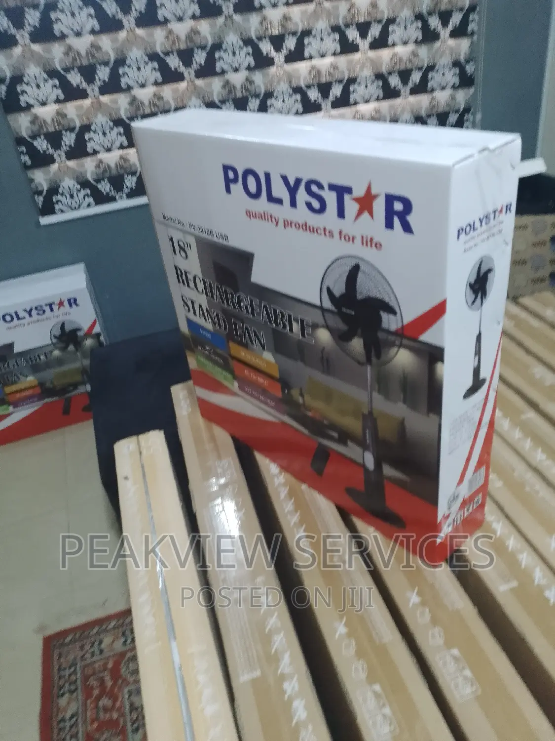 New Polystar Rechargeable Standing Fan