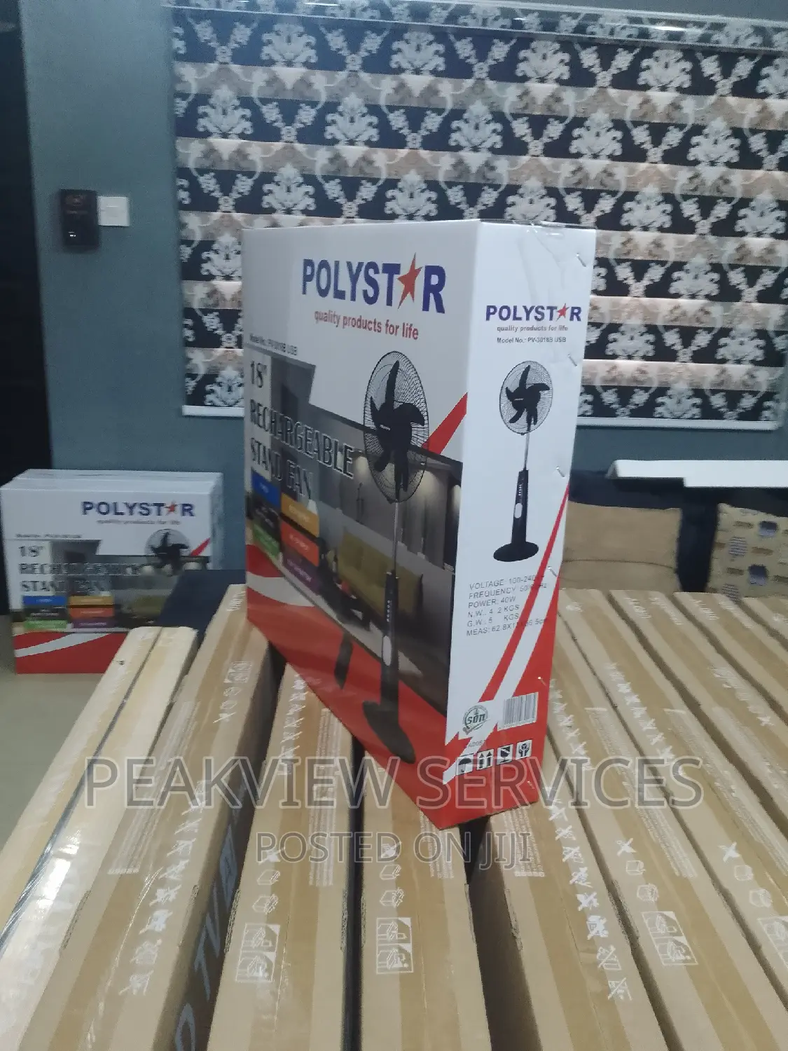 New Polystar Rechargeable Standing Fan