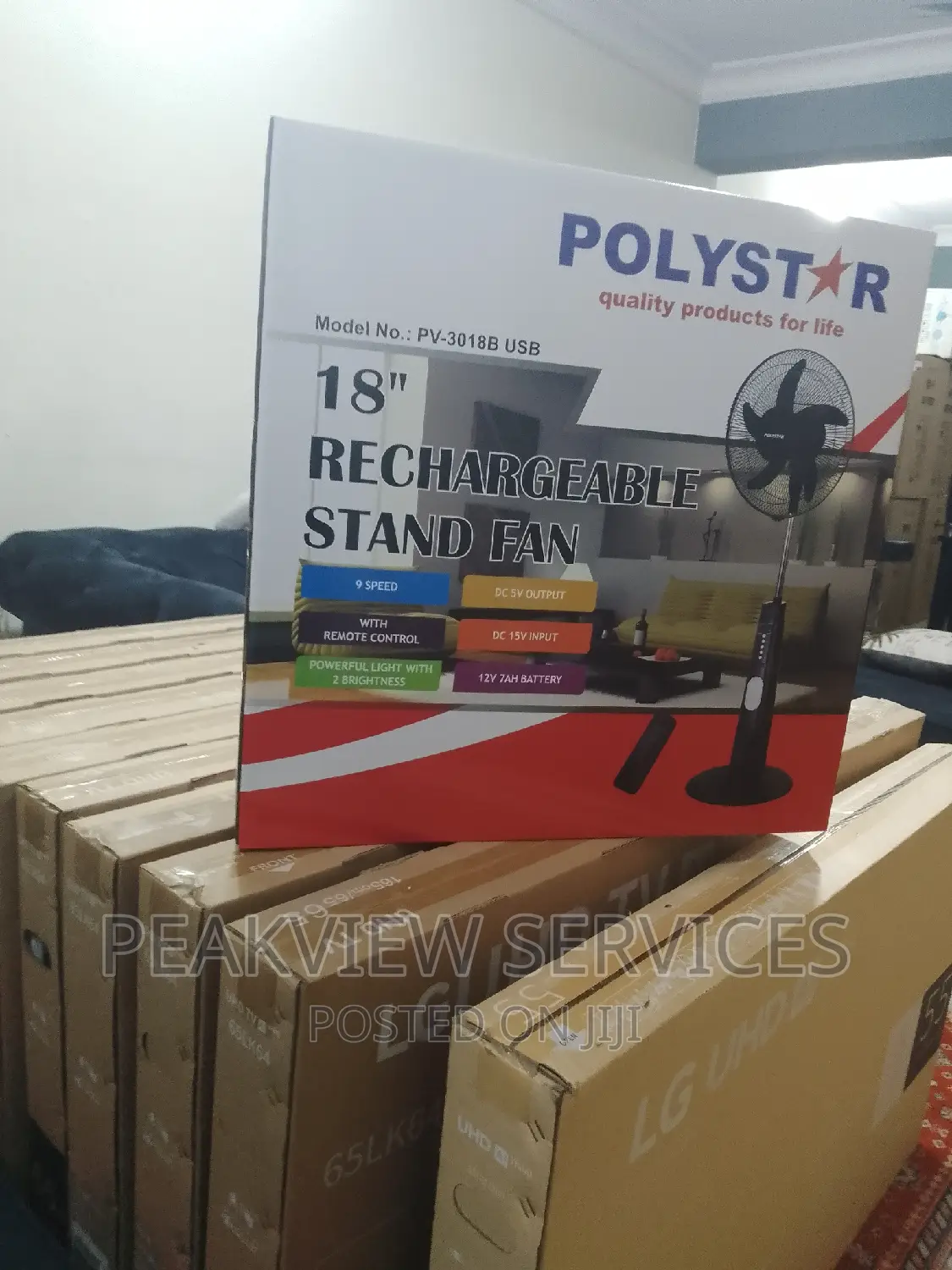 Durable Polystar 18""Rechargeable Stand Fan