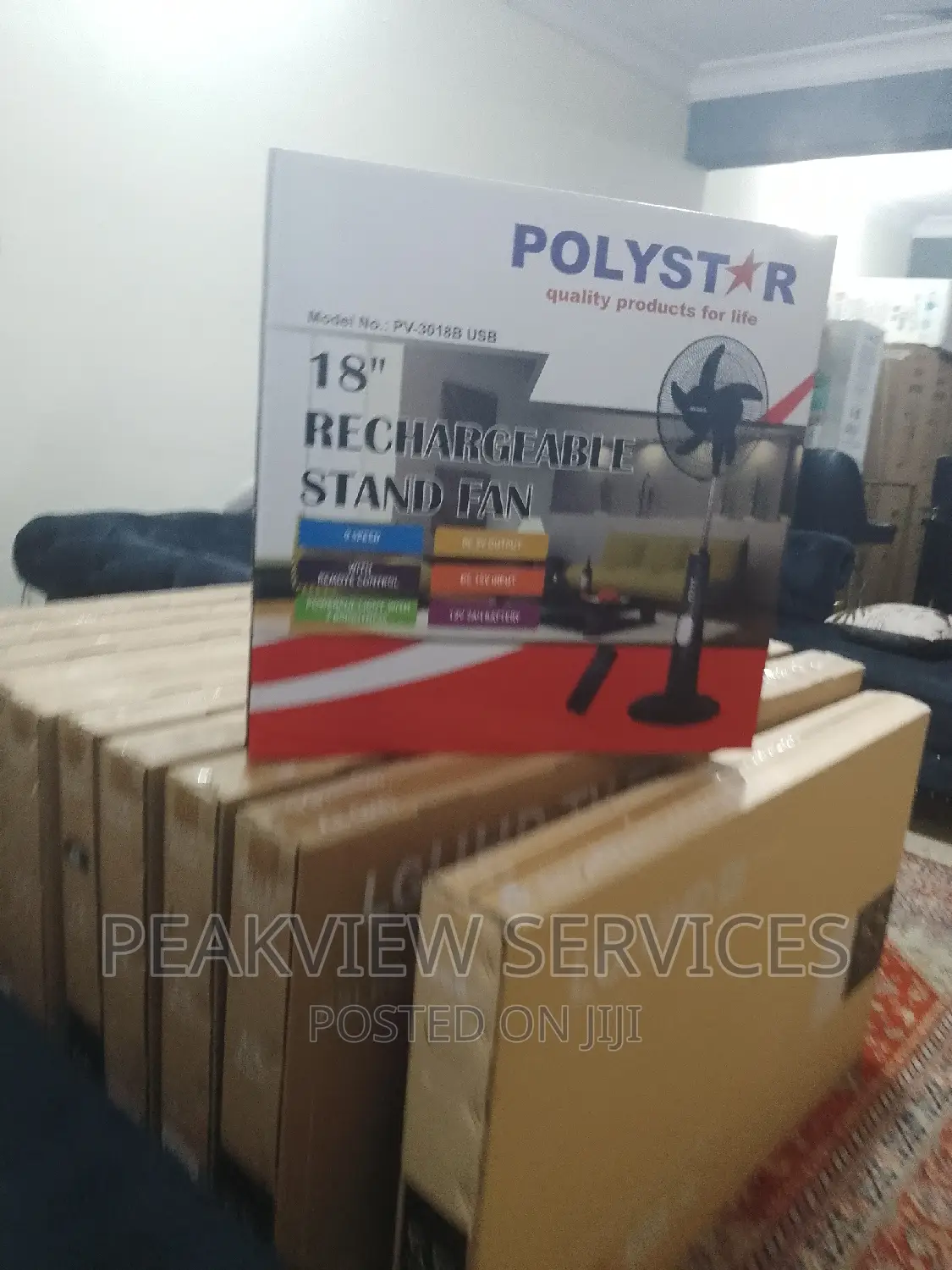 Durable Polystar 18""Rechargeable Stand Fan