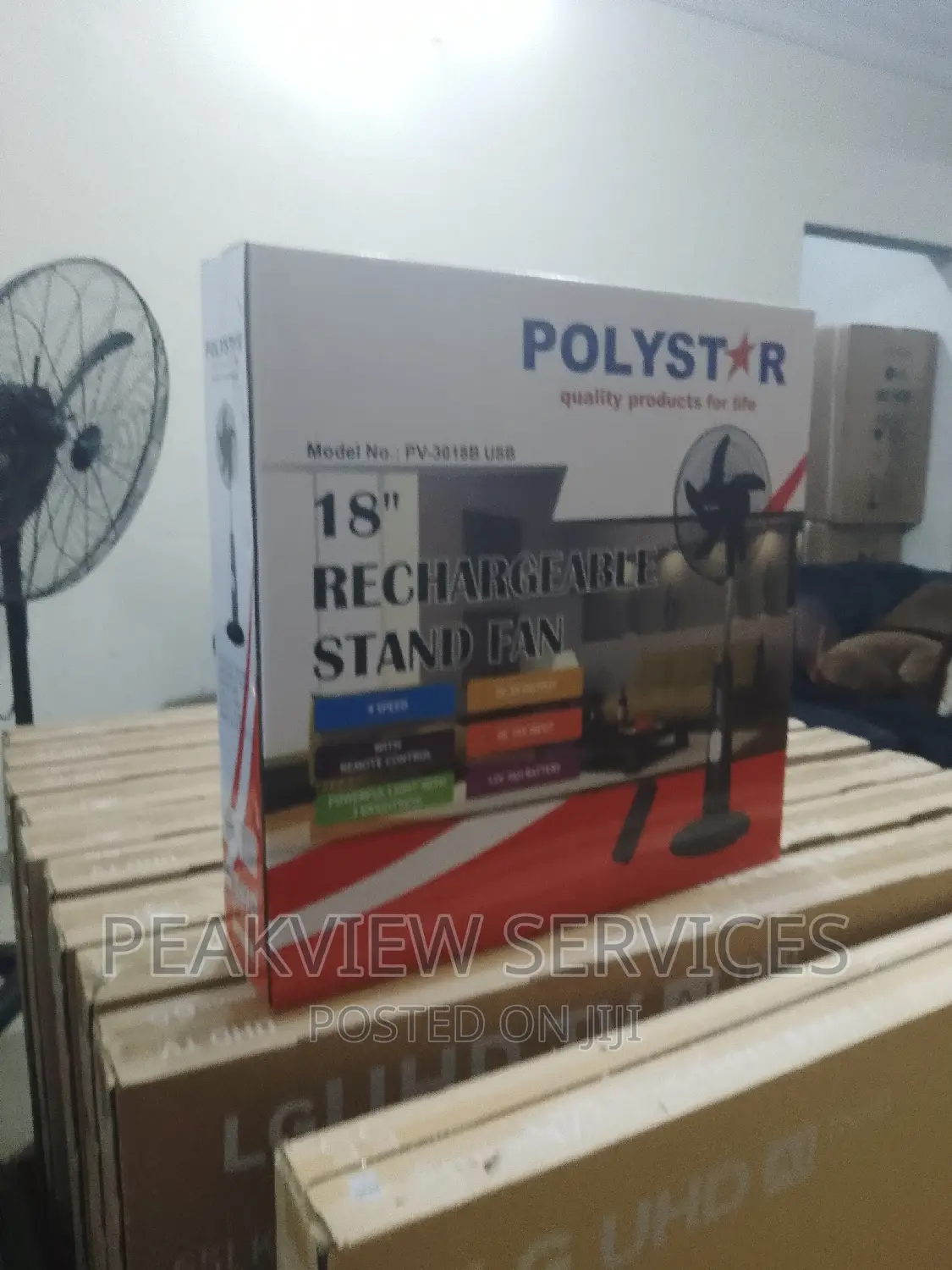 Environment Friendly 18"" Polystar Rechargeable Fan