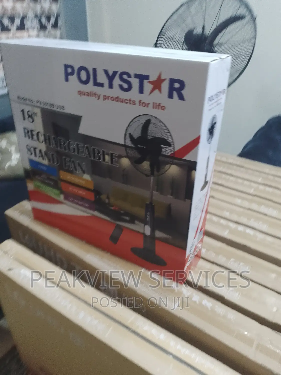 Quality 18'inch Polystar Rechargeable Standing Fan+Remote