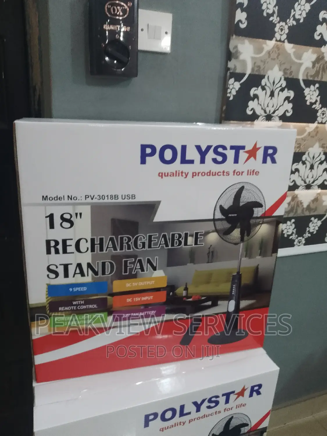 Original Rechargeable Polystar Standing Fan ''18 Inch