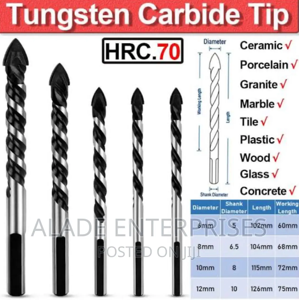 10 PCS Glass Drill Ceramic Tile Drill Bits Set All Sizes