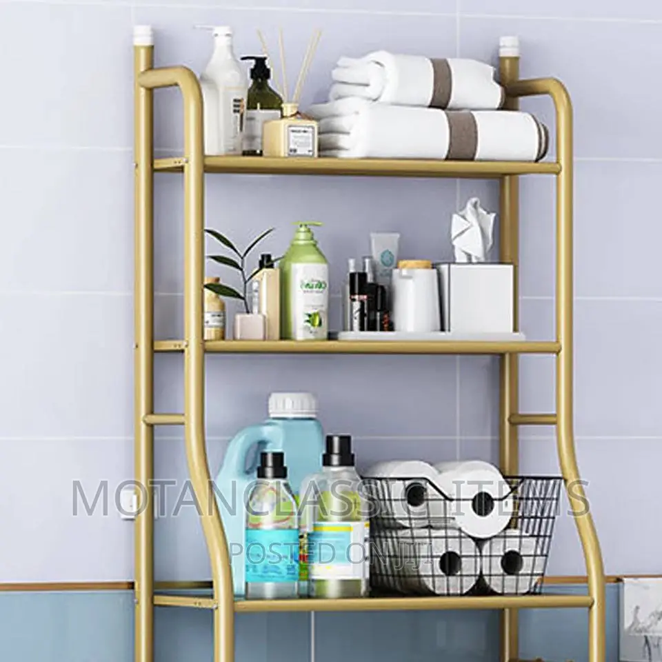 Bathroom Toilet Rack Gold Three-Tier Shelf