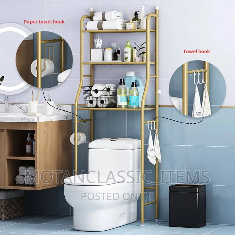 Bathroom Toilet Rack Gold Three-Tier Shelf