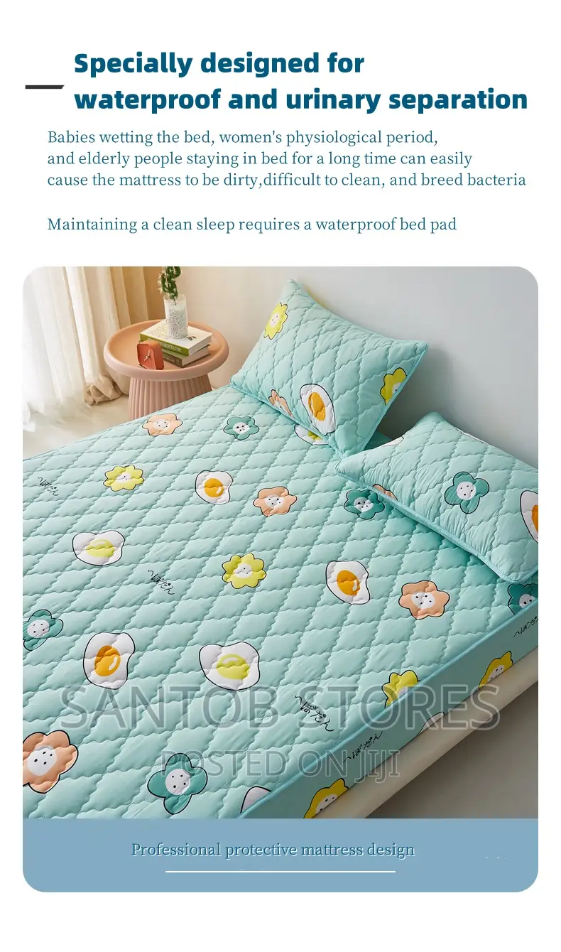 6 by 6 Waterproof Bedsheet With 2 Pillow Case