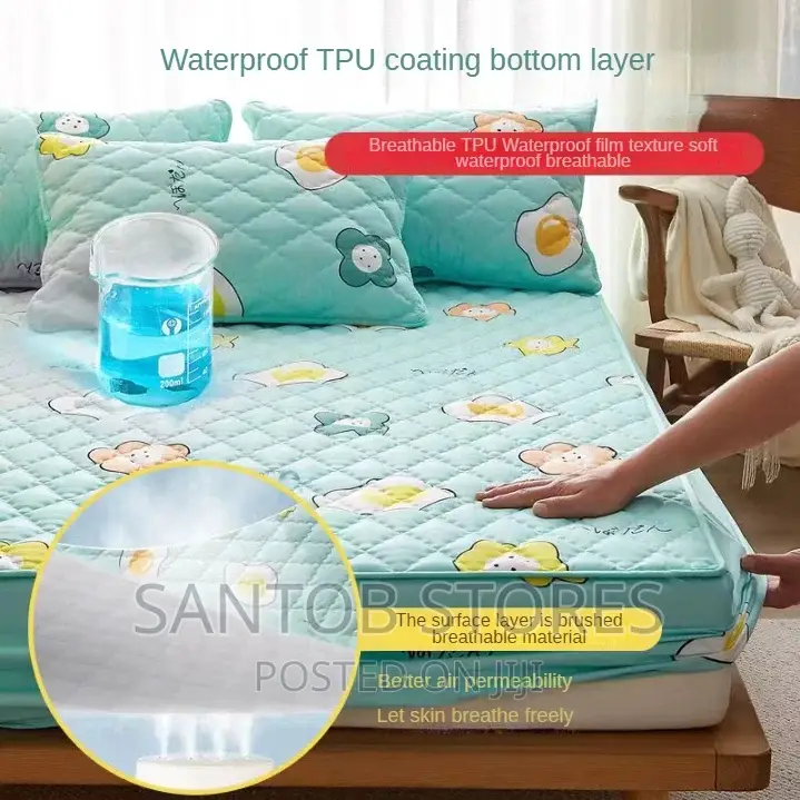 6 by 6 Waterproof Bedsheet With 2 Pillow Case