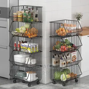 Kitchen Storage Rack, Floor to Floor, Multi-Layer, Movable