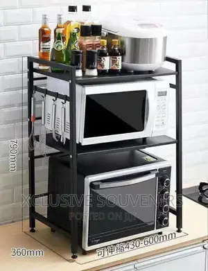 Heavy Duty 3-Tier Microwave Oven Rack With Hooks