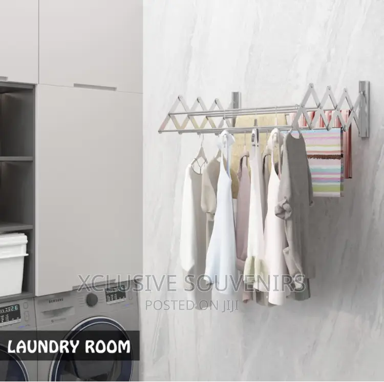 Wall Mount Rustproof Retractable Cloth Drying Rack