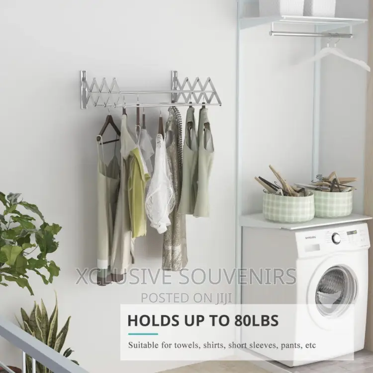 Wall Mount Rustproof Retractable Cloth Drying Rack