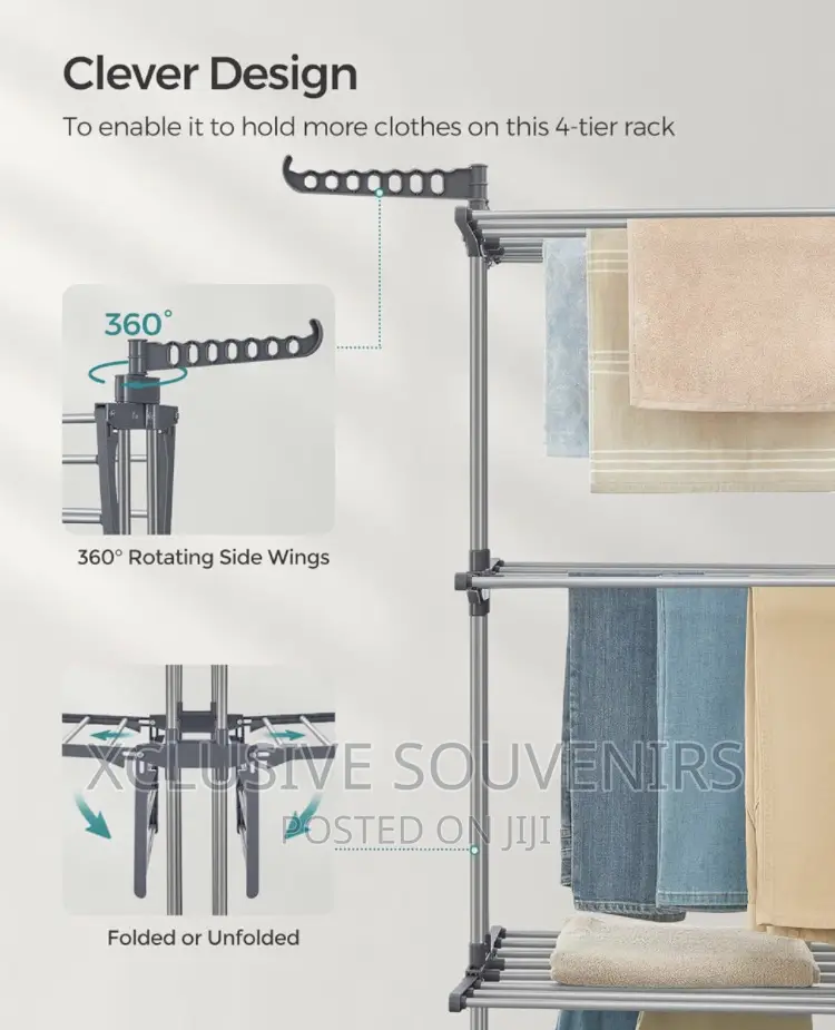 4-tier Stainless Steel Foldable Laundry Drying Rack