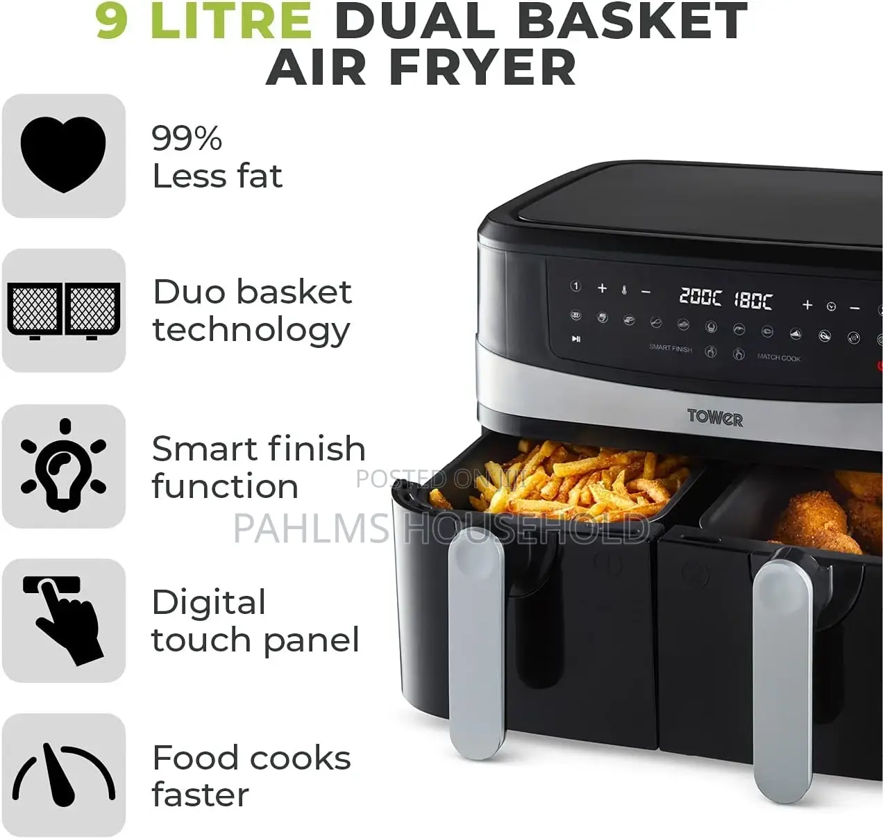 Tower 9liters Dual Air Fryer