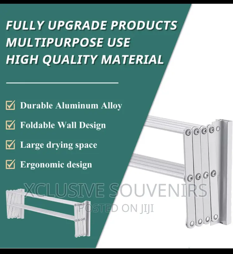 Wall Mount Rustproof Retractable Cloth Drying Rack