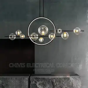 SNADYHA Modern LED Glass Ball Chandelier Black Smoke Clear