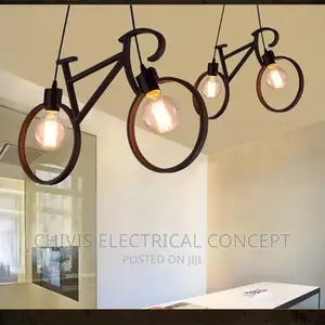 Vintage Industrial Style Wrought Iron Bicycle Shape Chandeli
