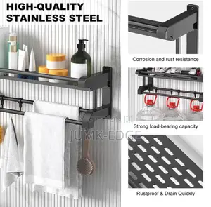 Single Layer Wall Mounted Multipurpose Bathroom Rack