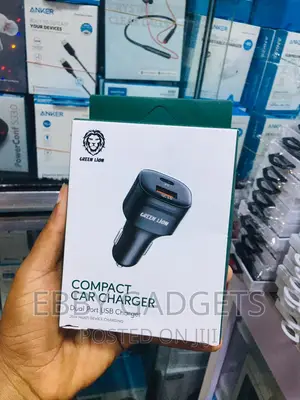 Green Lion Compact Dual Port Car Charger With Cable - 20W