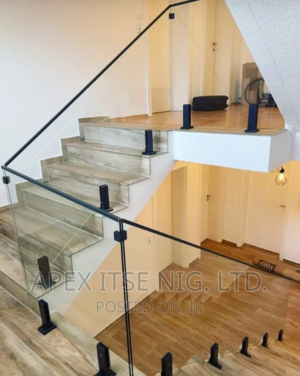Undefeated Bold Black Clear Glass Staircase