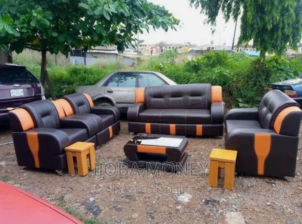 A Complete Sofa Set With Side Stools