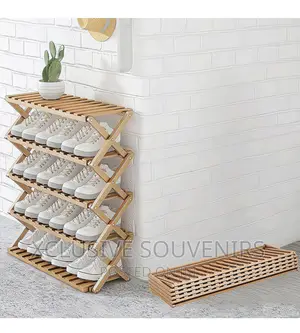 Free Standing Foldable Bamboo Wooden Shoe Rack