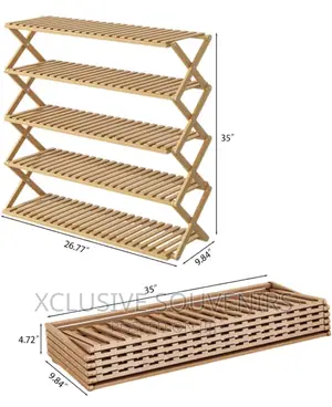 Free Standing Foldable Bamboo Wooden Shoe Rack